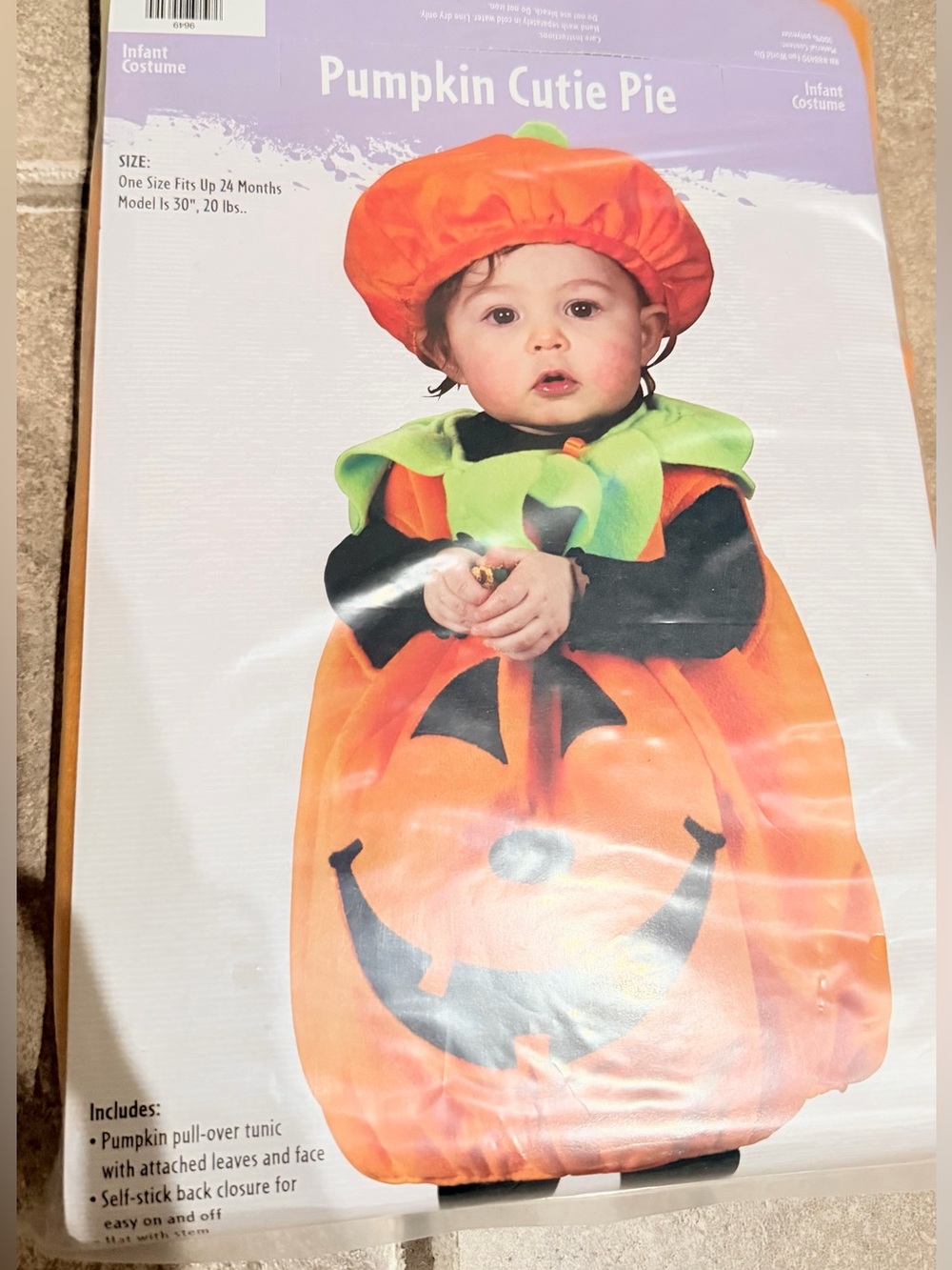 NEW Orange Pumpkin Cutie Pie Infant Costume with Green Collar